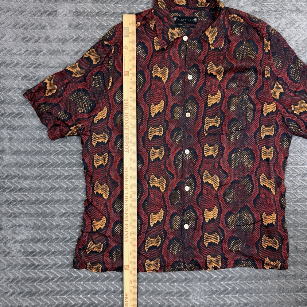 AllSaints Shirt Button Up Men 2XL Snake All Over Print Pocket Lightweight Dress - Picture 9 of 14